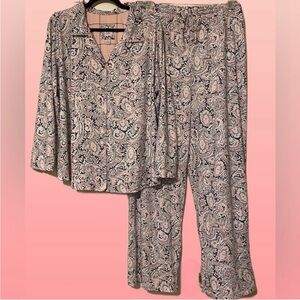 Echo Plus Size Peach And Teal Pajama Set NWOT